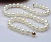 Cadeau noble pour femme 17 pouces véritable grand broche en or 9-10mm collier de perles de culture blanche style noble naturel