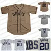 20 Josh Gibson Jersey Homestead Grays Negro League Botão Down Grey New Baseball Camisas