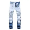 22 stijlen Mens Jeans Effen Kleuren Motorfiets Jeans Slim Fit Folds Hole Lange Denim Broek Hip Hop Broek Potlood Broek voor Mannelijk