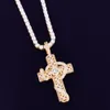 Iced Out Animal Snake Cross Pendant 4mm Tennis Chain Necklace Gold Silver Bling Cubic Zirconia Men Hip hop Rock Jewelry319z