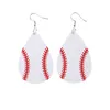 Boucles d'oreilles en cuir en forme de larme faites à la main drapeau américain Football softball Baseball basket-ball football boucles d'oreilles pendantes pour femmes filles bijoux