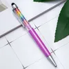 Penne a sfera in cristallo arcobaleno stile semplice creativo Forniture per ufficio scuola di moda Big Gem Penna a sfera in metallo inchiostro nero regalo per studenti