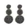 Wholesale- fashion luxury designer exaggerated bohemia colorful hand beaded multi circles dangle stud earrings for woman