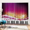 3d Curtain Window Piano Notes Wonderful Music Practical Blackout Curtains In The Living Room Bedroom