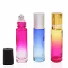 Bouteilles à roulettes en verre de 10ml, bouteille de parfum vide de couleur dégradée, huile essentielle colorée, récipient en rouleau avec boule à roulettes en métal