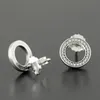 Wholesale- 925 Sterling Silver Circle Stud Earring with Original Box set for CZ Diamond Women Fashion Earrings3170031