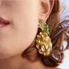 Wholesale- fashion designer exaggerated diamond beautiful colorful crystal cute lovely fruit pineapple stud earrings for women girls