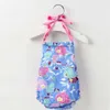 Baby Rompers Ins малышей Подтяжки Bowknot Комбинезоны Летние детские мультики Printed Bodysuit Новорожденный Мягкая Сборки Fold Lace Climb костюм BYP289