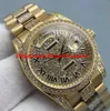 Orologio di lusso 8 stile Midsize oro giallo 18 carati Quickset Full Pave Diamonds quadrante 36mm automatico moda uomo orologi da polso217C