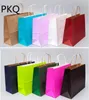 Present Wrap 10st Diy Kraft Paper Bag med handtag Festivalkläder Packing Stora shoppingväskor1