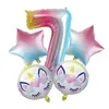 Palloncini unicorno da 18 pollici Numero di lettera Palloncini in lamina di alluminio Palloncini ad elio Decorazione di compleanno Forniture per feste in mongolfiera per matrimoni