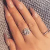 vecalon Dazzling Promise Ring 925 Sterling Silber Cushion Cut 3ct Diamant Charm Ehering Ringe für Damen Schmuck
