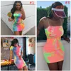 Fluorescence Women Dress Sleeveless Or Short Sleeve Dresses Mini Bodycon Dresses Spaghetti Strap Dress Colourful Petticoat