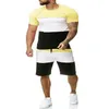 New Summer Men's Print Tracksuit Casual Short Cotton Sports Suit T-shirt+shorts 2 Piece Sets Brand Sportswear Slim Outfits