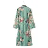 Floral Print Bluzki Koszule Długie Kimono Kobiety Sashes Pocket Kimono Cardigan Elegent Długim Rękawem Letnie Czeski Bluzka Plaża Topy Gorąca Sprzedaż