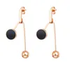 Boucles d'oreilles en acier inoxydable en or rose kpop pour femmes bijoux rond noir