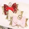 Fermagli per capelli principessa ragazza balletto Clip in pelle glitterata a doppio strato Baby Boutique Barrettes Accessori per forcine con strass M744