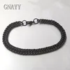 Gratis verzending Bling 7mm 8.5 inch 5 stks veel in bulk zwart roestvrij staal dubbele stoepje ketting armband bang voor mannen sieraden