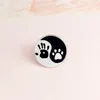 Handhund Pfotenabdruck Taiji Ying Yang schwarz weiß runde Stifte Anstecknadel Abzeichen Bester Freund Brosche Schmuck