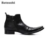 Batzuzhi Western Boots 남자가 뾰족한 발가락 흑인 소프트 가죽 발목 남성 부츠 카우보이 신발 파티 Bota Masculina 남자, 큰 크기 46