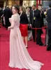 Różowy Elie Saab Suknie wieczorowe Celebrity Suknie Off Ramię Szyfonowa Side Side Split Fomal Dress Flower Ruched Red Carpet Dresses Back