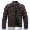 Automne hiver hommes veste en cuir décontracté mode col montant veste de moto hommes mince manteaux en cuir PU