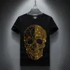 Mens Designer T-shirts Skull Hot Diamond Summer Half-mouwen Slim Plus Maat Bottoming Shirt Mode Trend Casual Tees Topkwaliteit