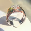 華麗な男性ビッグダイヤモンドリングファッション925シルバー/ローズゴールドの結婚式ジュエリー高級パーティーの結婚指輪