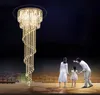 الفاخرة الحديثة كريستال الثريا دوامة تصميم درج الإضاءة الفاخرة غرفة المعيشة اللوبي أضواء led كريستال