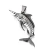 KP57654-BD Pure roestvrij staal gieten vis hanger ketting gratis keten grote geschenken