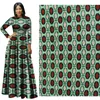 Anpassade afrikanska nationella kostymer cyan geometriska tryckmönster polyester tryckt tyg av hög kvalitet klänning kostym diy handgjorda tyg