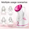 Steamer facial Tanque de água de grande capacidade 55ml gentil e Decap Cleaning Face Steamer Spa Elétrica Spa Steamer Whitening