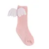 Barnstrumpor med ängelvingar Nyfödda barnsockor Rosa strumpor Sko 4 Färger Stickad Knee Sock 100% Bomull Anti-Slip Sole