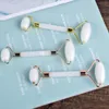 Hot Sales Anti Aging Therapy Natural Roller Jade Spa Grade Marble White Jade Facial Massage Roller