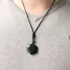 Zwarte Obsidiaan Gesneden Sterren Stones Touw Ketting Paar Krachtige Energie Sieraden