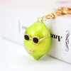 3 adet / grup 3D Kawaii Sunglass Meyve Limon Anahtarlık Araba Çantası Toka Kolye Altın Ton Istakoz Toka Anahtarlık Anahtarlıklar