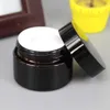 200pcs/lot 5g 10g 20g 30g Empty Brown Glass Bottle Eye Cream Glass Container Cosmetic Jar Make Up Pot black Cap Packaging Vials