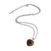 Fashion Heart Opal Rock Natural Stone Quartz Crystal Healing Chakra Stone Pendant Necklace Jewelry