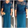 Plus Size Mother of the Bride Dresses V Neck Half Sleeves Lace Top With Peplum Sheath Evening Gowns Cheap Prom Dress Mother Wear
