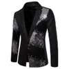 Urok Męski Blazer Homme Casual Cekiny Fit Suit Blazer Mężczyźni Patchwork Płaszcz Kurtka Party Dla Mężczyzn Sobretudo Masculino