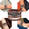 5 Cores Charme Pulseira Bohemian Wrap Couro Multicamadas Ampla Árvore da Vida Pulseiras Bangle Moda Jóias para As Mulheres Menina Menino