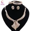 Bridal Dubai Gold Jewelry Sets Crystal Necklace Earrings Set Nigerian Wedding Party Women Fashion Jewelry Set