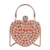 Pink Sugao Women Evening Clutch Bag Gorgeous Pearl Crystal Beading Bridal Wedding Party Bags Crossbody Handväskor Ny stil Handväska209e