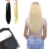 Elibess Brand Human Ponytail Straight Ribbon Ponytails Clip In Hair Extensions 200g 2st, 18 20 22 "Wrap Pony Tail Horsetail, Gratis frakt