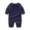 Retail Baby lapel Embroidery Romper 0-3 months Cotton Rompers Newborn baby bodysuit Children one-piece onesies Jumpsuits climbing clothes