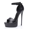 Hot Sale-Stiletto Obuwie Obuwie PU Leather Black Heel Heel Seksowne Buty na Wieczór Party Najwyższej Jakości Wysokie Sandały Obcasowe NasizeSize Tovize