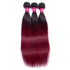 Faisceaux de cheveux humains ombrés précolorés 1b 99j racine foncée et tissage de cheveux péruviens droits ombrés bordeaux60480903333065