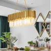 Modern Crystal Lamp Chandelier för vardagsrum Lyxig guld runt rostfritt stålkedja ljuskronor belysning 110-240v210j