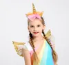 Atacado-crianças meninas Rainbow Unicorn traje para meninas princesa halloween carnaval carnaval festa de aniversário vestido cosplay trajes