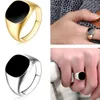 Men Vintage Ring Gold Silver Plated Black Enamel Rings Punk Classic Black Drip Imitation Black Stones Male Enamel Ring6779708